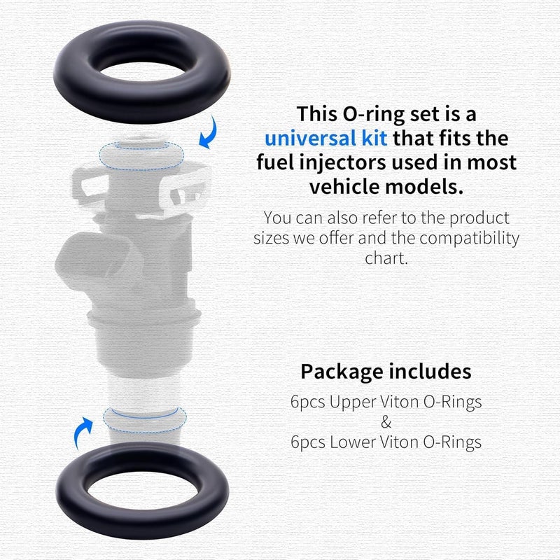 OXCANO 217-1588 Fuel Injector O Ring Seal Kit Compatible with GMC Hummer Isuzu Oldsmobile Pontiac Saab Saturn Chevrolet Chevy Avalanche Silverado Suburban Tahoe Sierra Yukon Cadillac Escalade Buick - Image 3